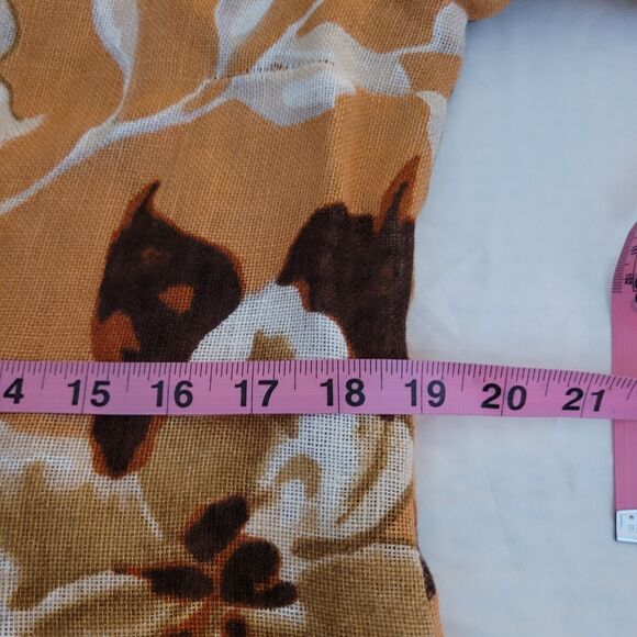 Vintage Emil Rutenberg Top Womans Large Orange Floral Linen Fitted Career Office - Picture 9 of 12